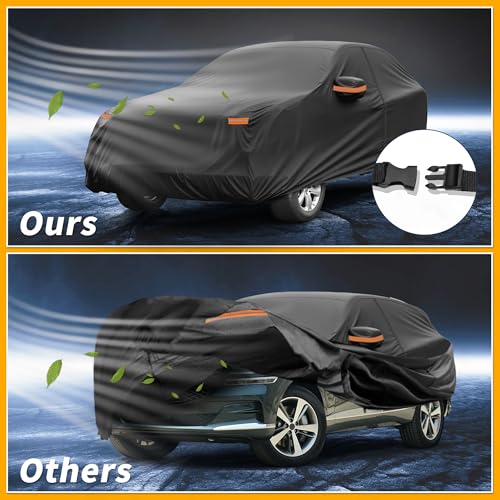 Image of Car Cover Waterproof All Weather Sun Rain Protection Full Exterior Cover for Genesis GV80 190T-PU Black with Left Side Zippers