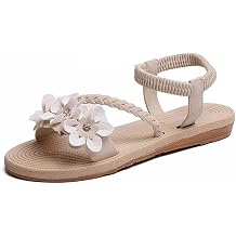 Shoes Woman Sandals Elastic ankle strap Flat Sandalias Flowers Gladiator Beach Ladies Flip FlopsD,5