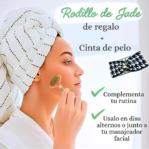 MALESBROWN® Masajeador Facial Electrico Antiarrugas con Luz LED EMS Premium + Regalo Rodillo de Jade y Cinta de Pelo Radiofrecuencia Facial Antiedad Reafirmante Antienvejecimiento rostro y cuello - imagen 2