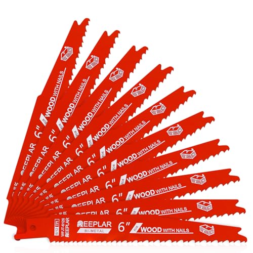 10 Pack 6 Inch 6/12 TPI Reciprocating Saw Blades for Nail-Em...