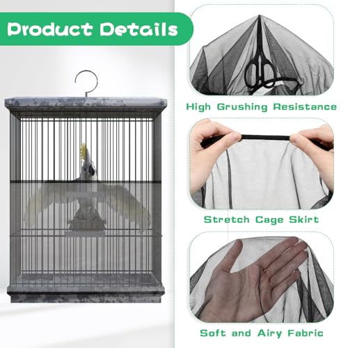 Jeffdad 573789_1_TJIPAKZ6 Bird Cage Seed Catcher, Universal Adjustable Birdcage Cover Skirt Bird Cage Net Cover Nylon Guard Net Cover thumb #1