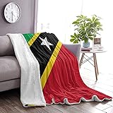 St. Kitts & Nevis-Flaggen-Fleece, warm, weich, antistatisch, dick, flauschig, Luxus-Bettdecke für Couch, Bett, Sofa, Ultra-luxuriös, warm & gemütlich für alle Jahreszeiten, 203 x 152 cm