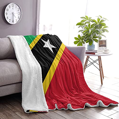 St. Kitts & Nevis-Flaggen-Fleece, warm, weich, antistatisch, dick, flauschig, Luxus-Bettdecke für Couch, Bett, Sofa, Ultra-luxuriös, warm & gemütlich für alle Jahreszeiten, 203 x 152 cm