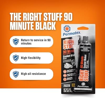 Permatex 25228 The Right Stuff 90 Minute Black Gasket Maker, 3 oz, 1 Count (Pack of 1)