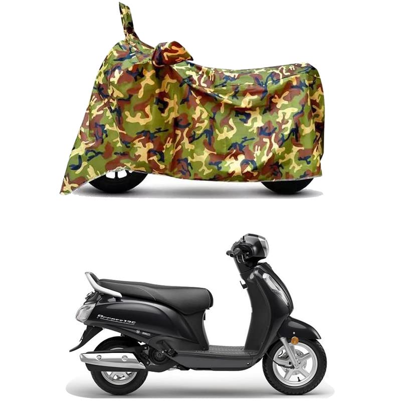 Image of Waterproof 100% PVC Coated Bike Scooty Two Wheeler Body Cover Compatible for Suzuki Access 125 Dru /UV-Rays /Heat Protection /Birds Dropping /Scratchproof /Dust Proof [6X6 Jungle Print]