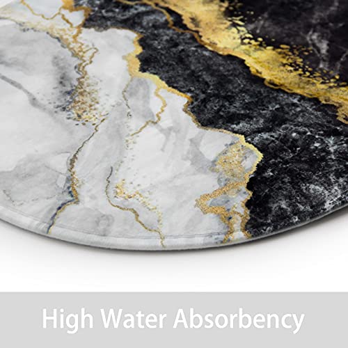 Mitovilla 4 Pcs Black Marble Shower Curtain Sets With Rugs, Black Grey Gold Bathroom Sets With Shower Curtain And Rugs And Accessories, Modern Bathroom Accessories Decor With Bath Mats, Gray #TOP4