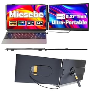 Extensor de pantalla para portátil de 14 pulgadas, ultra delgado de 0.27 pulgadas FHD 1080P, monitor portátil para portátil de 13 a 17.3 pulgadas, extensor de monitor extra Plug n Play