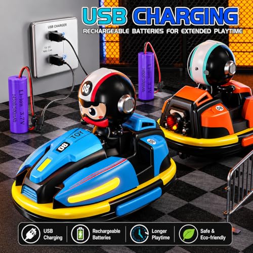 Image of RC Bumper Cars - 2 Player Remote Control Go Kart Cars with Crash Eject Drivers, Water Spray, 360 Rotation, Lights & Music, Rechargeable Kids Toy