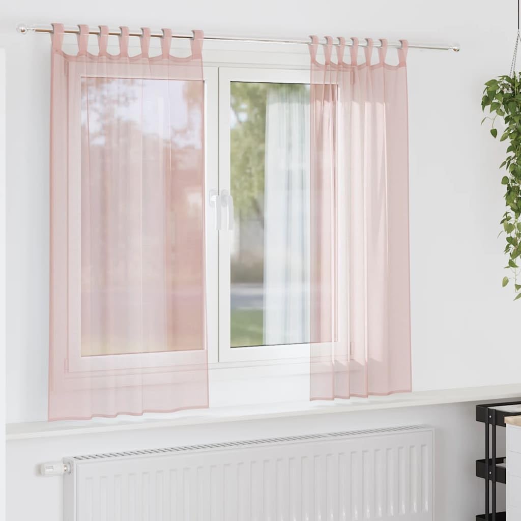Rideau voile rose clair 140x140 brise-vue opaque passant
