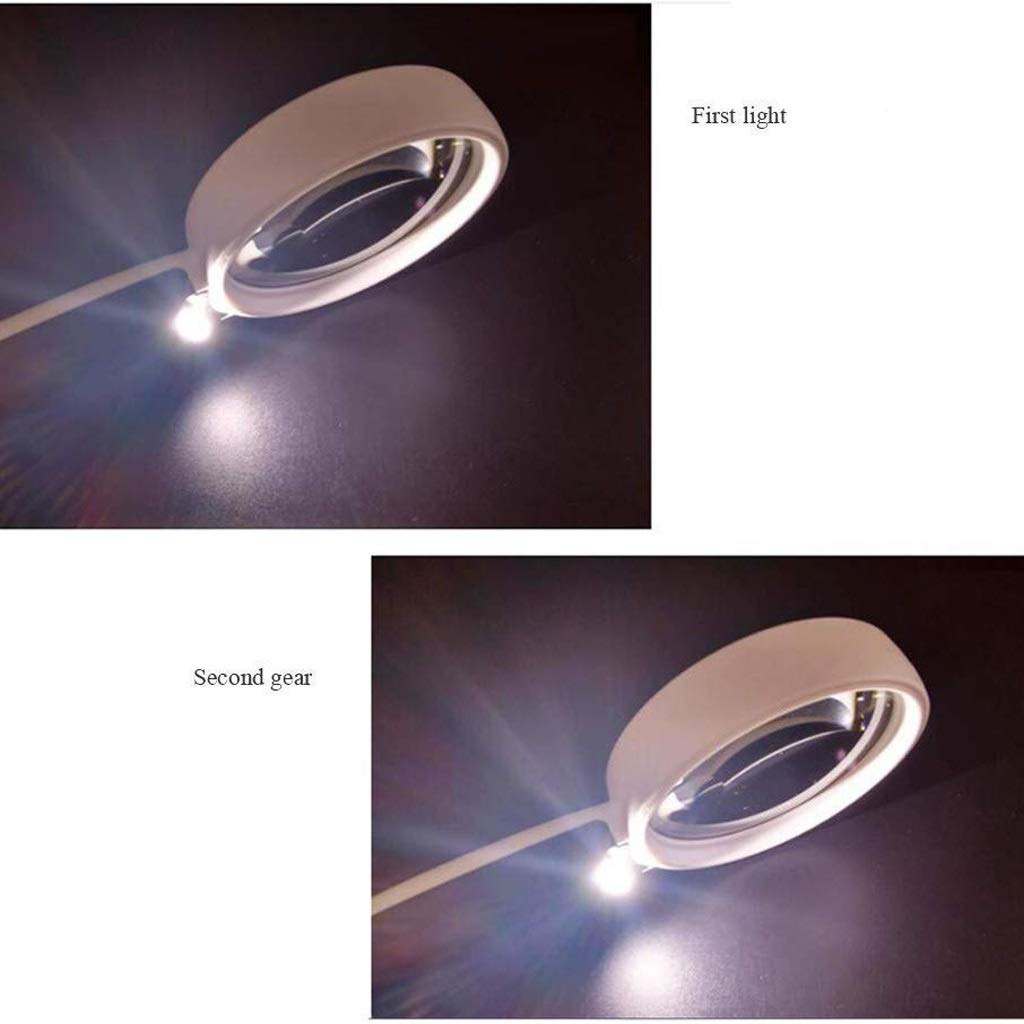 Lupa de Mano con luz LED, Lente de Lectura, Lupa para joyería, Color Blanco, para el Mantenimiento de Personas Mayores.
