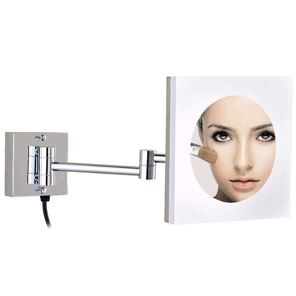 Espejos de Maquillaje de tocador de Montaje en Pared Marco de acrílico de Aumento Espejos de Pared cosméticos de Afeitado de baño de Hotel con Enchufe (Size : 5X)