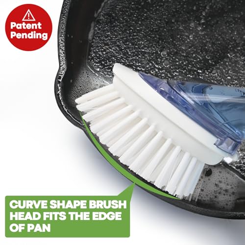 Image of RIMAY Dish Brush with Soap Dispenser, Dish Washing Brush with Handle, Soap Dispensing Dish Brush, Soap Brush for Kitchen Sink, Dish Wand Kitchen Brushes for Dishes /Pans /Pots /Sink (White)