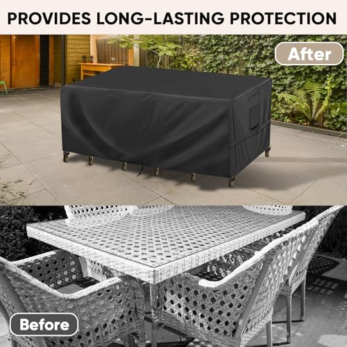 Image of BALEINE Patio Furniture Covers, Outdoor Furniture Covers Waterproof, Heavy Duty Oxford Patio Table Cover for Outdoor Table, Chair, Sofa, Desk (Black 102 inchLx74 inchWx28 inchH)