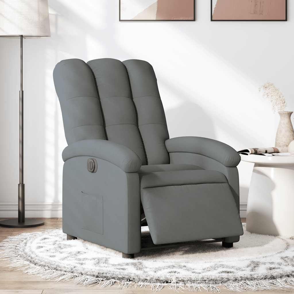 Relaxsessel Elektrisch Dunkelgrau Stoff mit Elektromotor, Fußstütze und Rückenlehne verstellbar, Polstersessel für Wohnzimmer, Schlafzimmer, Büro und Leseecke