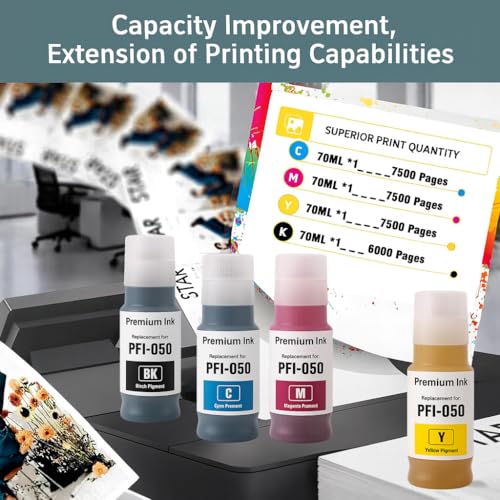 Image of KOSH PFI-050 Refill Ink Compatible for imagePROGRAF TC-20, TC-20M Ink Tank Printers