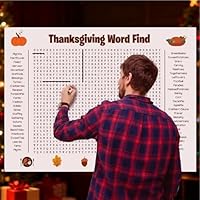 Giant Thanksgiving Word Search Poster, Giant 36"X24" Wall Game, Giant Word Search Poster For Thanksgiving & Christmas Parties, Fun Interactive Classroom Game & Fall Decoration (Thanksgiving Day)