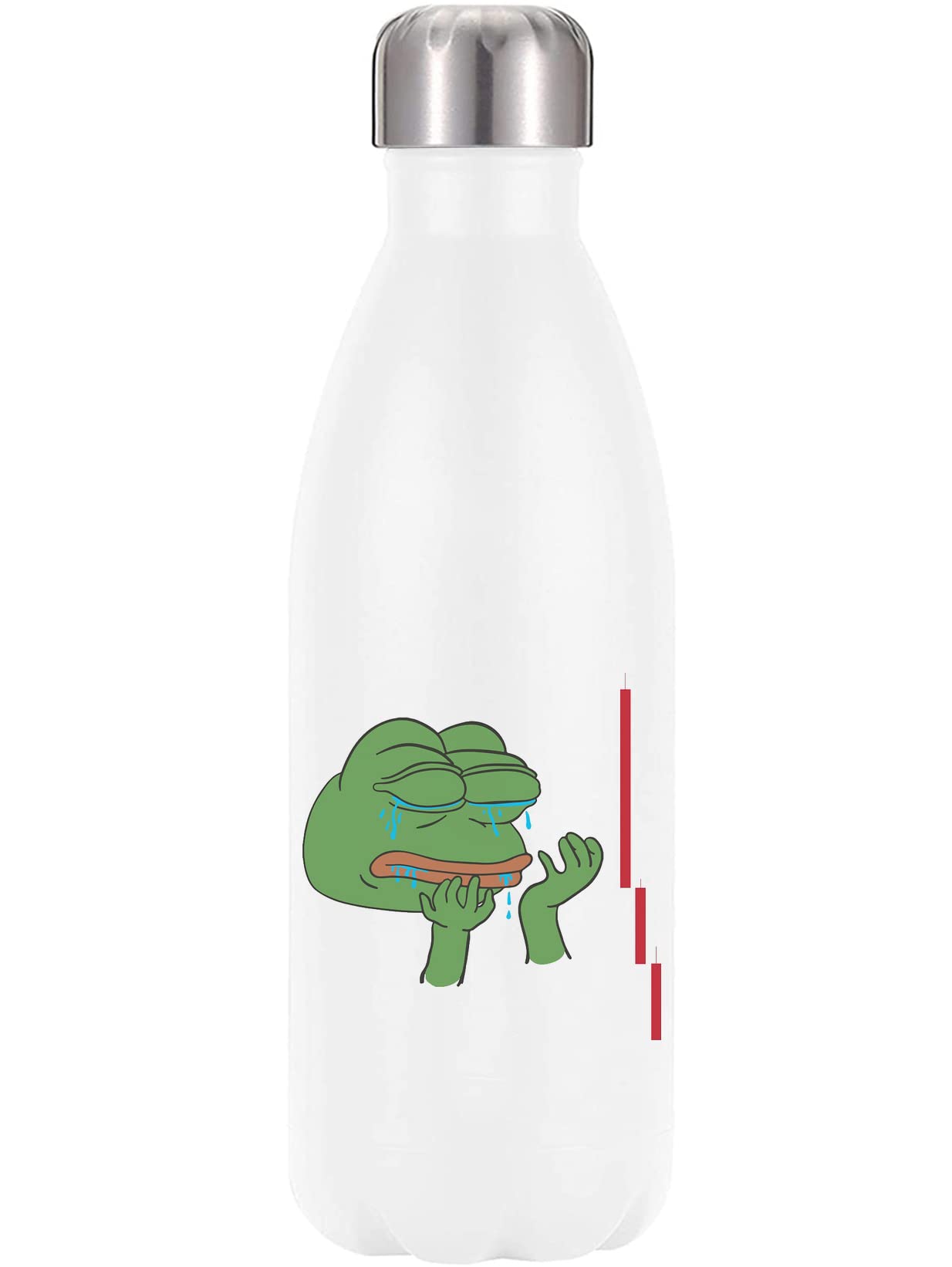 Botella de acero inoxidable Pepe the Frog termo blanco sin BPA de 350ml para líquidos