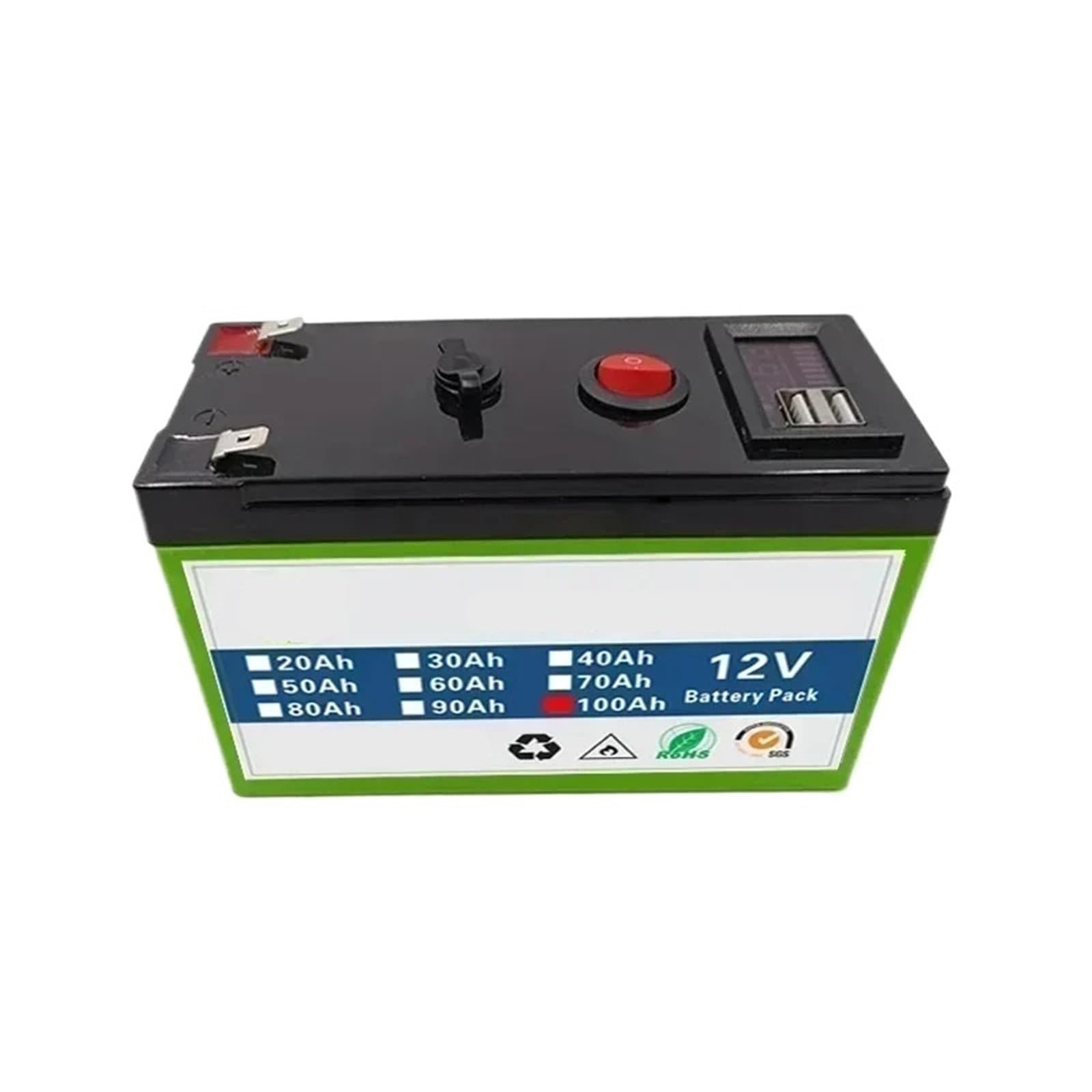 Batteria A Ciclo Profondo Compatibile Con Più Dispositivi, 100 Ah | Pacchetto di accumulo di energia da 12 V abbinato al caricabatterie da 12,6 V 3 A di supporto(12v 100Ah)