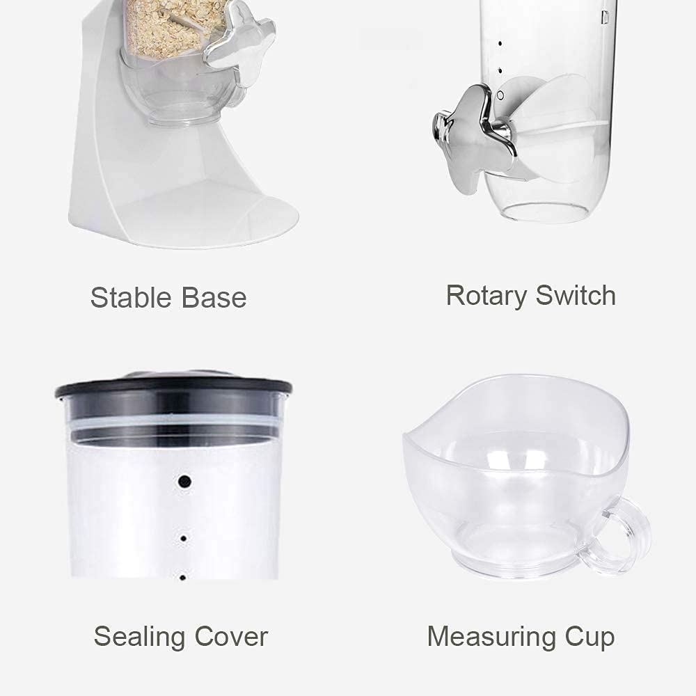 Dispensador De Alimentos Secos, Dispensador De Cereales De Doble Control, Máquina De Contenedores para Avena, Dulces, Nueces, Granos De Café, Arroz, Negro