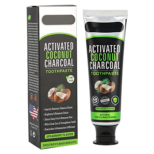 Pasta De Dientes Blanqueadora, Pasta De Dientes De Carbón Activado Con Aceite De Coco, Pasta De Dientes De Carbón 100% Natural Para Blanquear Los Dientes, Eliminar Manchas, Sabor A Menta