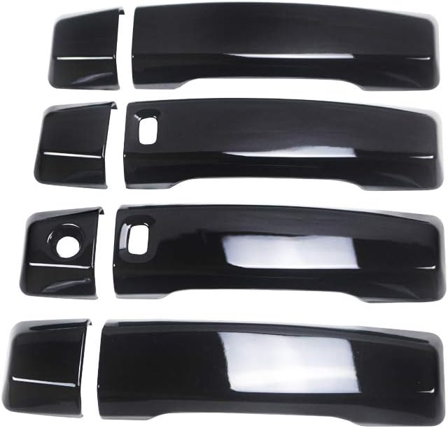 YOUNGERCAR Door Handle Cover for 2016-2022 2023 2024 Nissan Titan Gloss Black Handle Covers ABS Painted W/2 Smart Keyholes