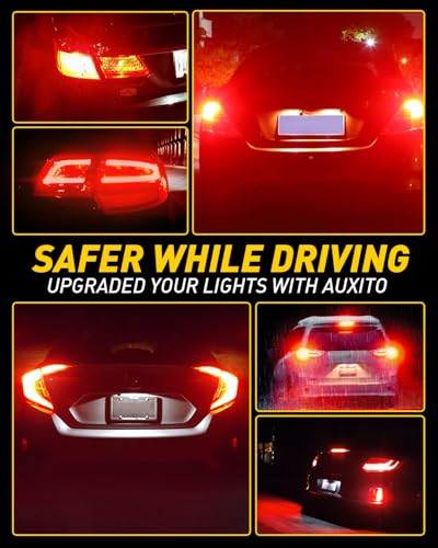 Image of AUXITO CANBUS 1157 LED Bulbs Red with Built-in Resistor 2057 2357 7528 BAY15D Anti Hyper Flash Error Free Brake Lights, Tail Lights, Stop Lights, Turn Signal Lights, Pack of 2