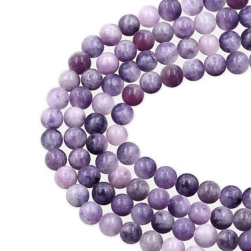 Perles en lépidolite authentique de 8 mm pour bijoux d'exception