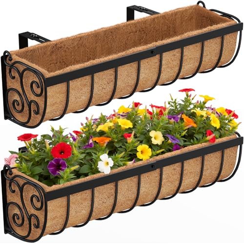 VOXOR Railing Planter Boxes, 24 Inch Window Boxes Planters, Balcony