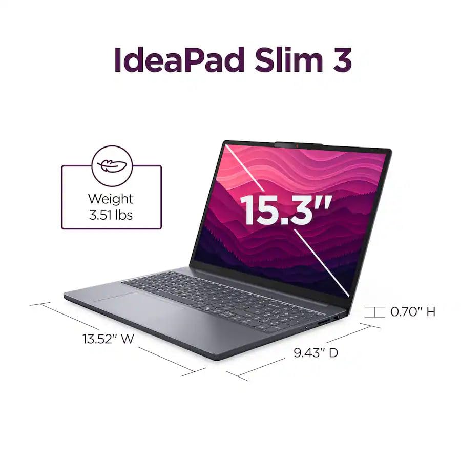 Image of Lenovo IdeaPad Slim 3i • 15.3 inch WUXGA Touchscreen Laptop • AMD Ryzen 7 170 • 2026 Edition • 16GB DDR5RAM • 1TB PCle SSD • Win 11