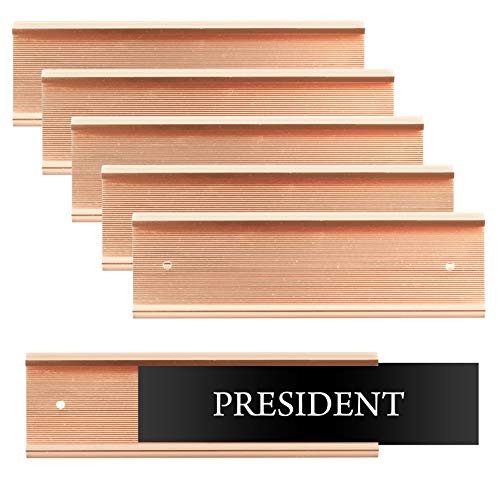Set of 6 â€“ Sturdy and Elegant Rose Gold Aluminum Wall Mount Name Plate Holder, Office Business Door Sign Holder, 8â€ X 2â€ - Hardware and Inserts are Not Included