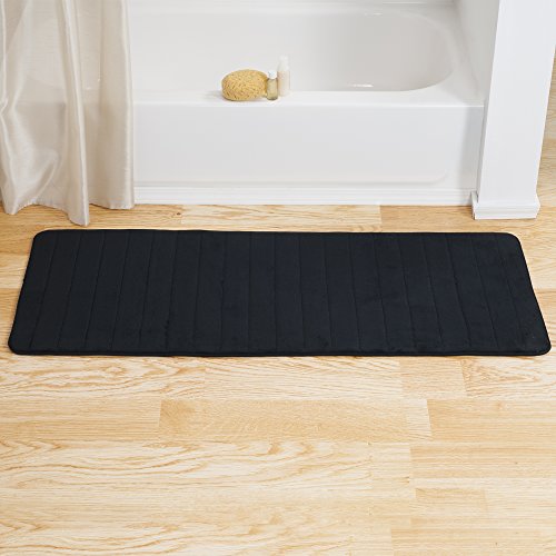 Oversized Bathroom Rug - Extra-Long Memory Foam Bath Mat with Nonslip Backing - Absorbent Runner for The Shower, Tub, or Sink by Lavish Home (Black)