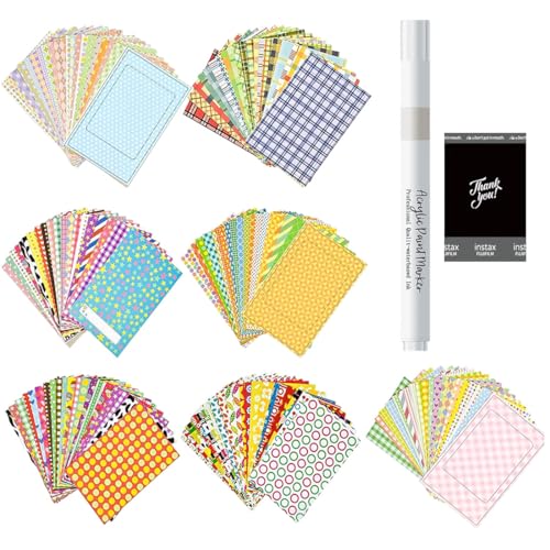 LYITZW 140 Pegatinas de Fotos con Rotulador Acrílico, Marcos de Fotos Coloridos, Marcos de Papel, Pegatinas de Marco de Película Fotográfica, Compatibles con Instax Mini 9 8 7S 70 26 50S 90 40 11 12