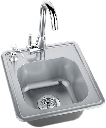 SUNSTONE Fregadero individual A-SS17 con agua fría y caliente