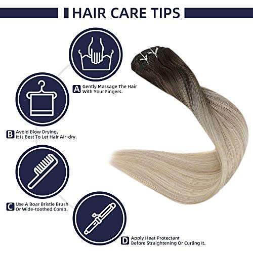 image for Full Shine 14 Inch Balayage Clip in Hair Extensions Color 2 Brown Fadi