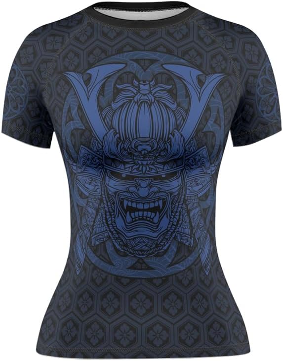 FORMONIES Samurai Women’s Rash Guard Short Sleeve – BJJ MMA Base Layer Compression Shirt for Grappling & No-Gi