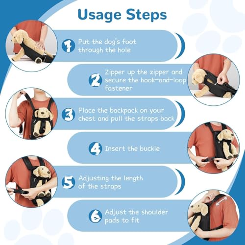 YUDODO Pet Dog Carrier Backpack Adjustable Dog Front Carrier, Legs Out Easy-Fit Dog Travel Backpack Carrier for Hiking Camping for Small Medium Dogs Cats and Rabbit (Small (Pack of 1), A-Black) - Image 4