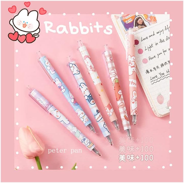 Miniatura 3 de BXCNCKD Lindos bolígrafos borrables, juego de 6, bolígrafos de 0.020 in, plástico, negro, estilo3, suministros escolares Kawaii, instrumento de