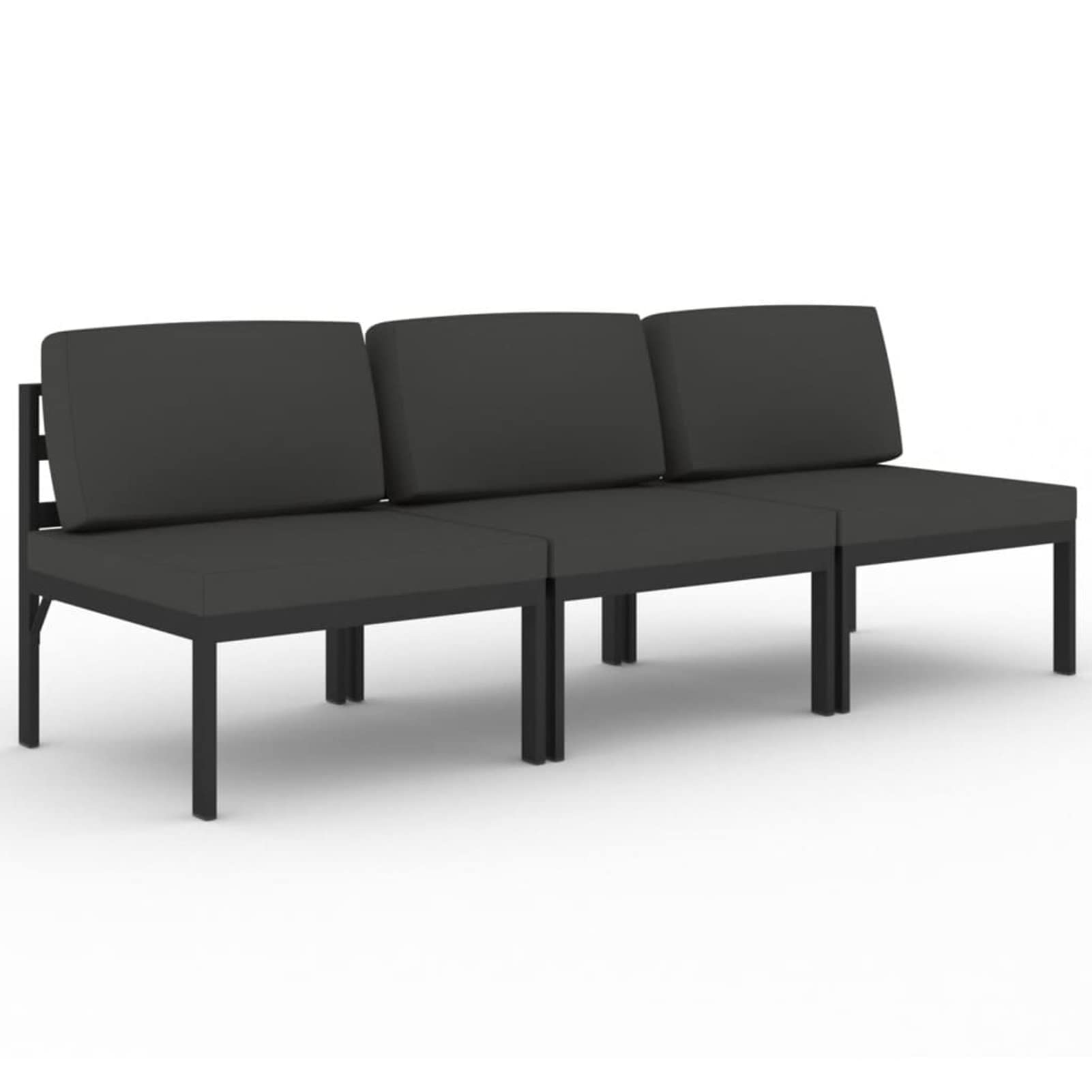 Sofá de jardín de 3 plazas con Cojines, Mobiliario Jardin, Conjunto De Terraza, Conjunto De Sofa Exterior, Muebles Jardin Exterior, Aluminio Gris Antracita