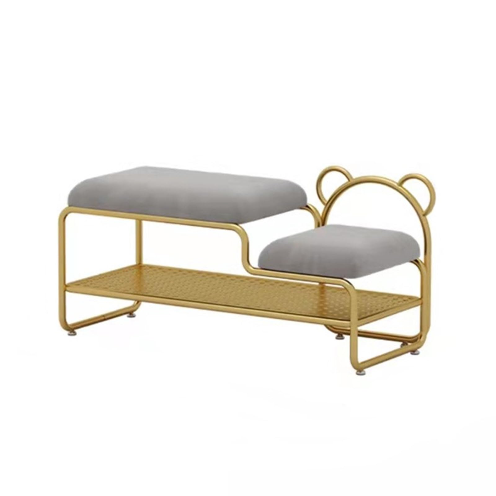 Banc de rangement pour chaussures en finition grise élégante avec coussin d'assise premium