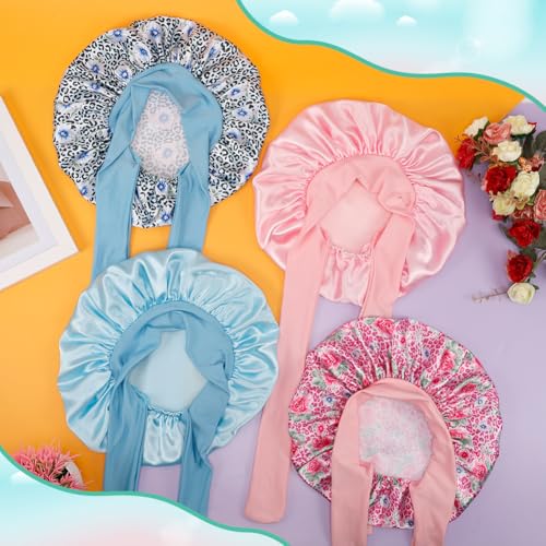 4PCS Baby Satin Bonnet,Silk Bonnet for Kids,Kid Hair Bonnets for Sleeping,Kids Satin Bonnets for Girls Boys Toddler 7