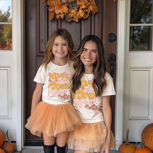 Image of Toddler Girls Thanksgiving Shirts Turkey Pumpkin T Shirt Cotton Short Sleeve Halloween Tops 1-10 Years
