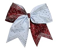Algopix Similar Product 19 - Glitter Cheer Bow Red and White with