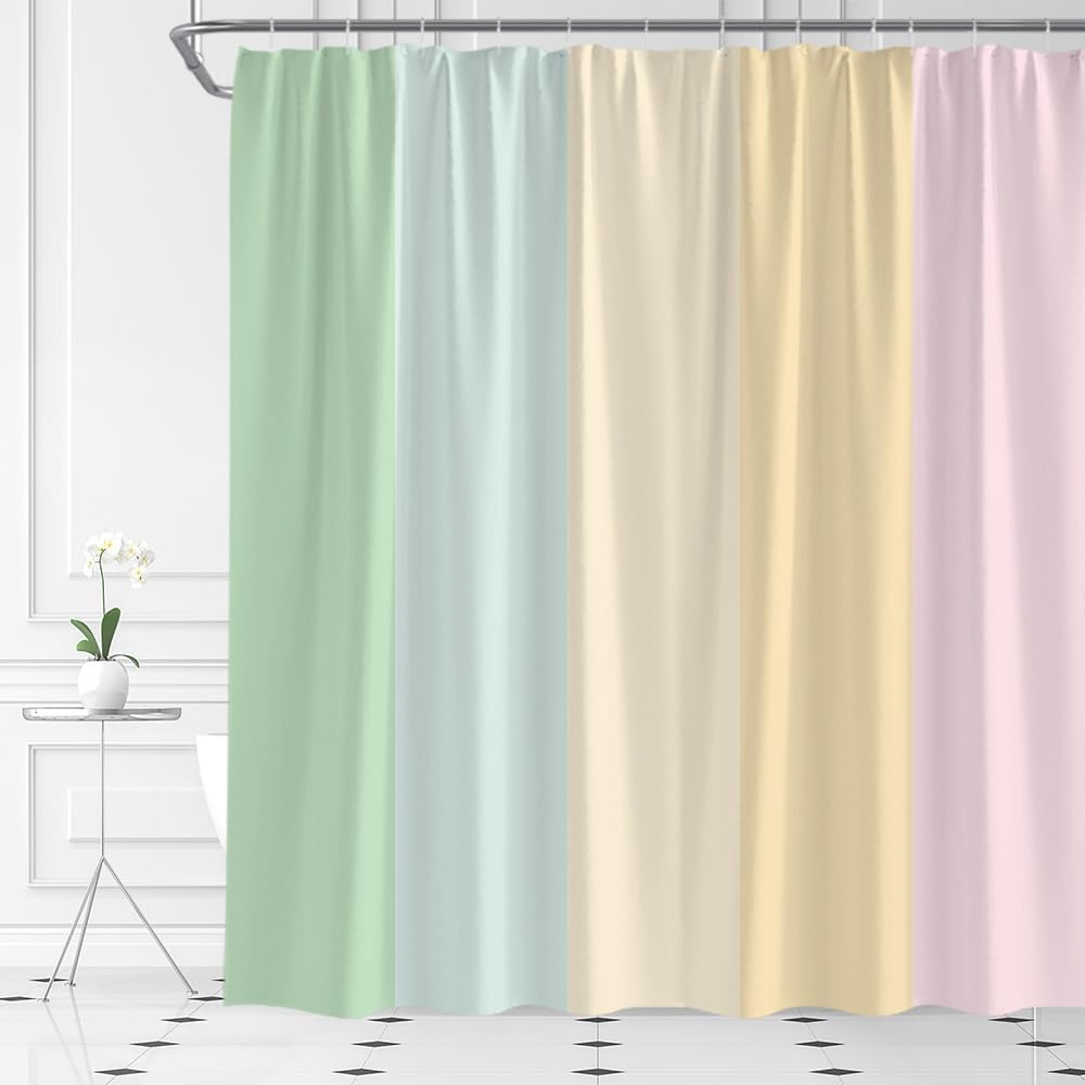 Sun Retro Sunrise Shower Curtain Rainbow 70s Colorful Minimalist Sunset Hippie Grunge Fabric Bathroom Decor Set with Hooks(74.8" Wx70 H)