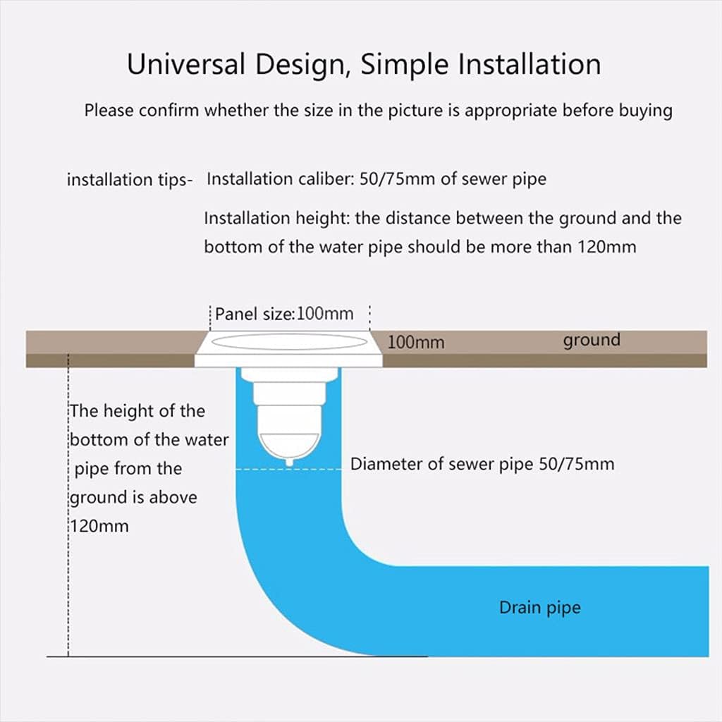 Double-layer Filter Brass Floor Drain Metal Strainer Square Floor Drain Cover for Kitchen Bathroom Garage Balcony