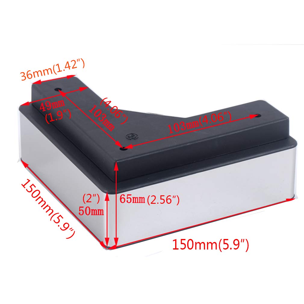 Gambe in metallo nero 6,5 cm in pelliccia di acciaio inox per TV Cabi Tea Table & Cabi – Set di 4 gambe di supporto