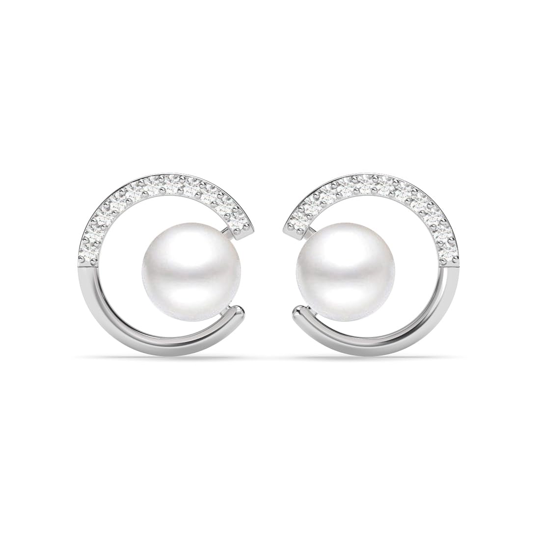 Clara925 Sterling Silver Zola Real Pearl Pendant Earrings Chain Necklace Jewellery Set | Platinum Plated, Swiss Zirconia |Gift for Women and Girls