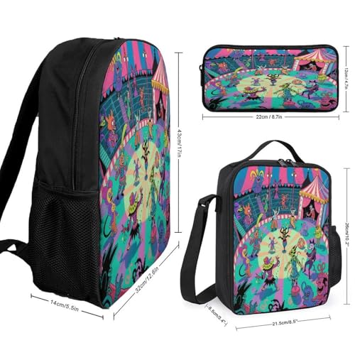 Fantasy Circus 3pcs Lightweight Travel Backpack Printed Backpack With Lunch Pack Storage Box Case2