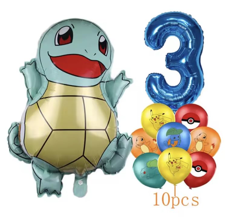 Pokémon Number/Numerical Balloons | 15+ Years | Squirtle | Three