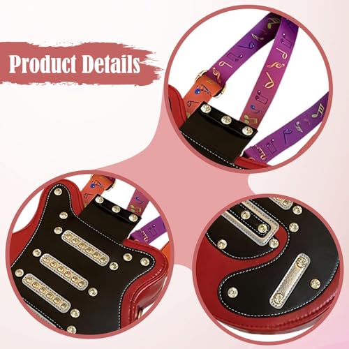 Women Guitar Shaped Backpack Summer Accessories Rucksack for Work Camping Travel, Red2
