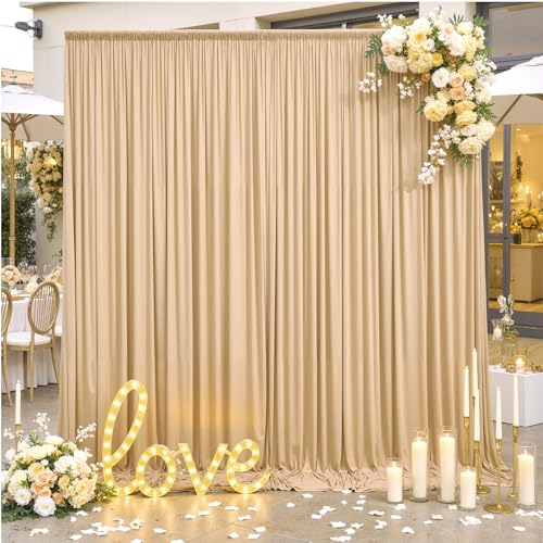 10x12 ft Champagne Backdrop Curtains for Weddings, Birthdays and Photos by Party Village - Used condition - Image 7